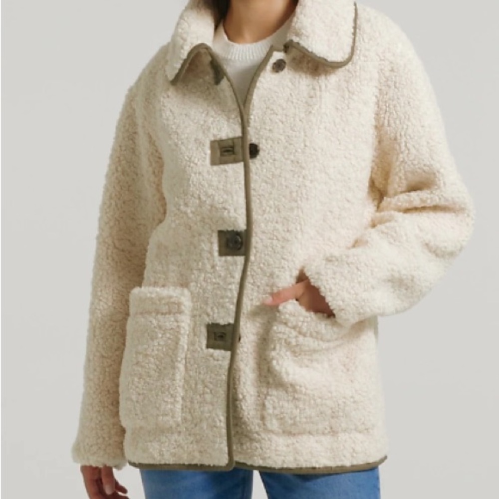 J.Crew NWT Teddy Sherpa Jacket Size L in Dust Ivory - Picture 5 of 11